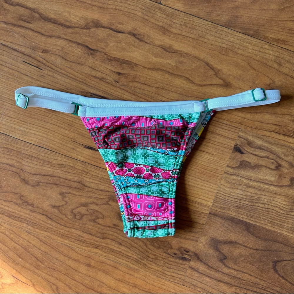 NWOT Poko Pano Swimwear Bohemian Adjustable Bikini Bottom, Multi